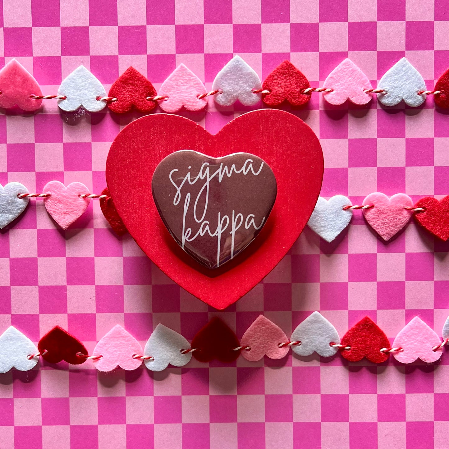 Sigma Kappa Script Heart Button