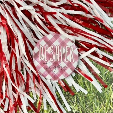 Deshler Tigers Gingham Button