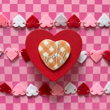 Tennessee Vols Gingham Heart Button