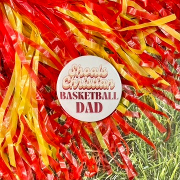 Shoals Christian Retro Basketball Parent Button