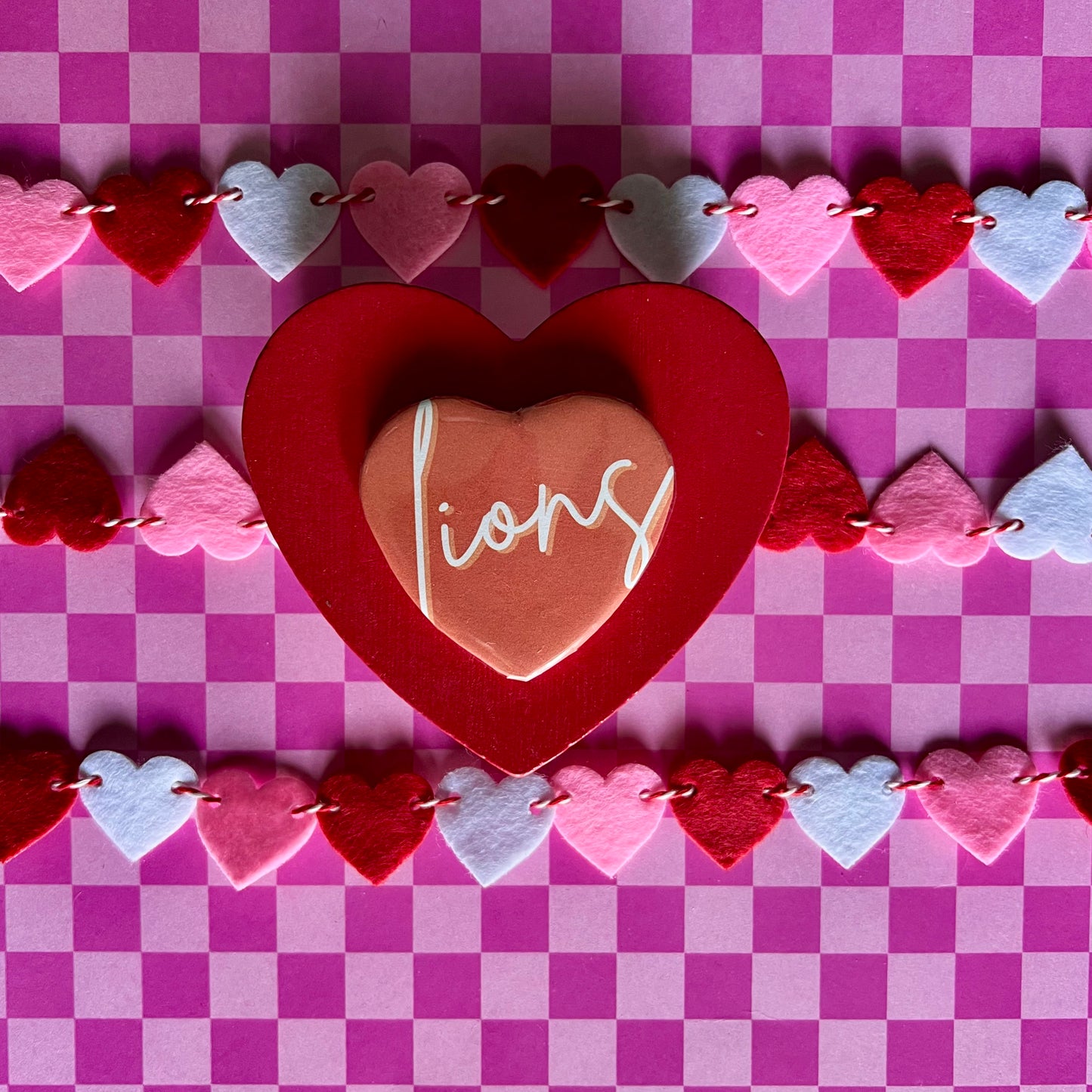 Brooks Lions Script Heart Button