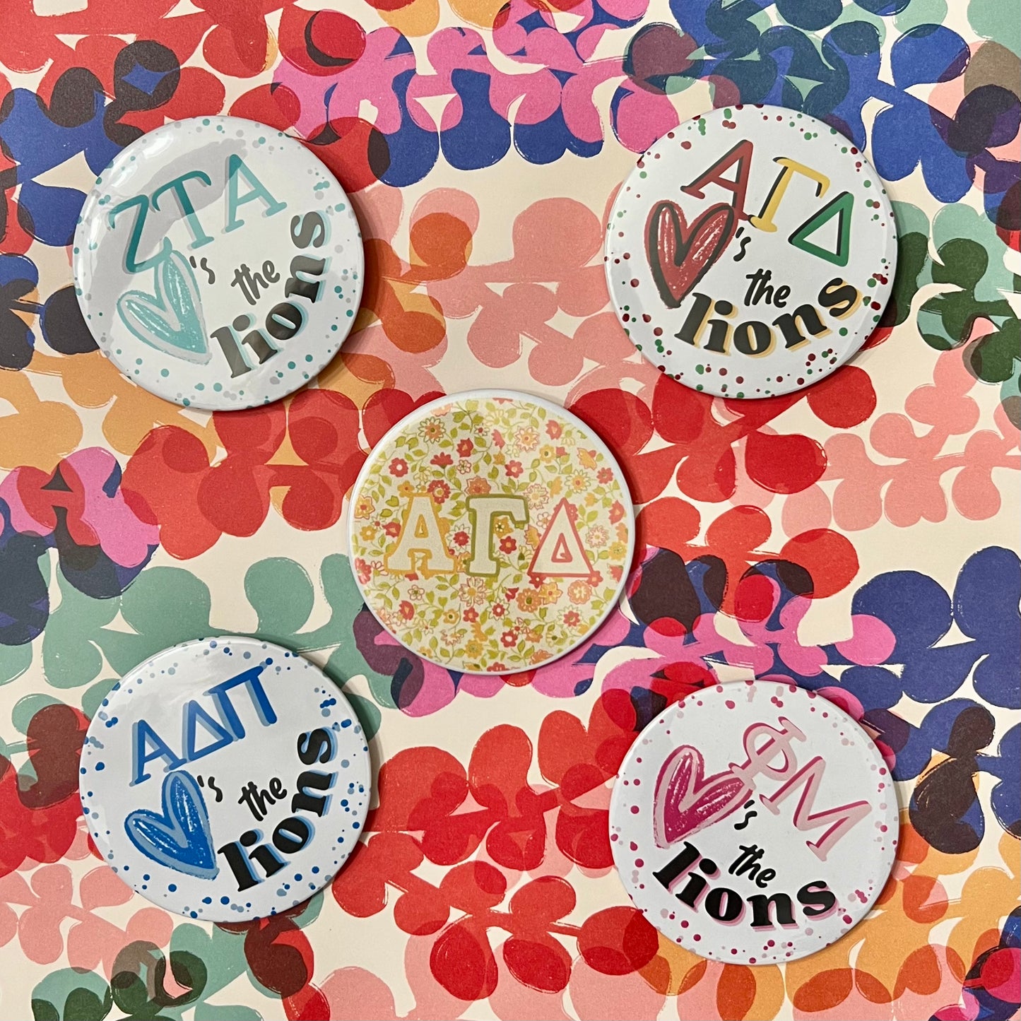 Sorority Heart's the Lions Button