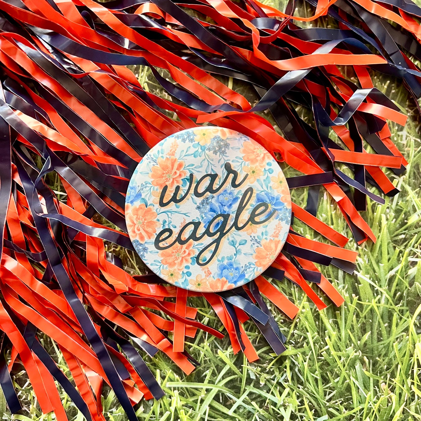 Floral War Eagle Button