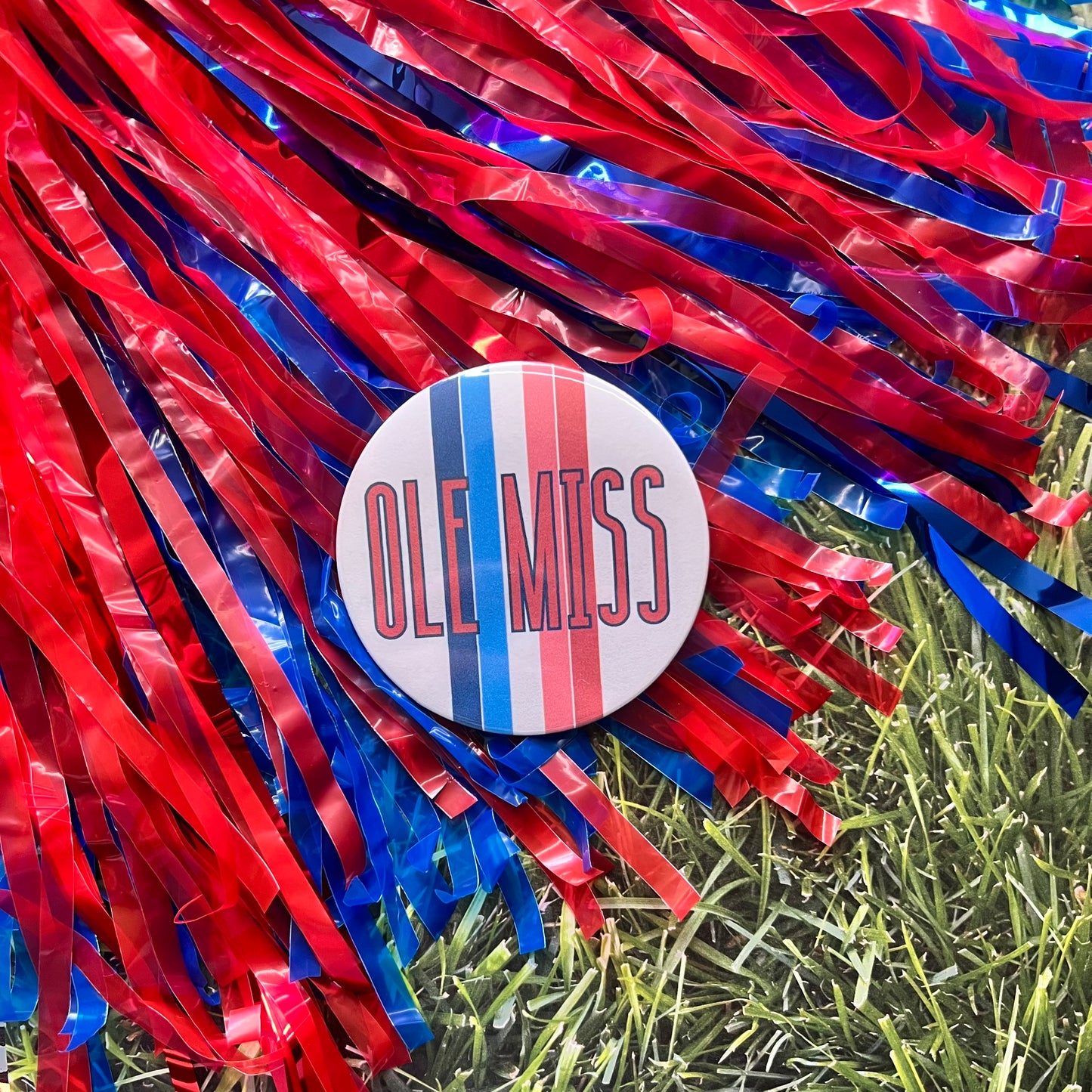 Ole Miss Retro Stripe Button