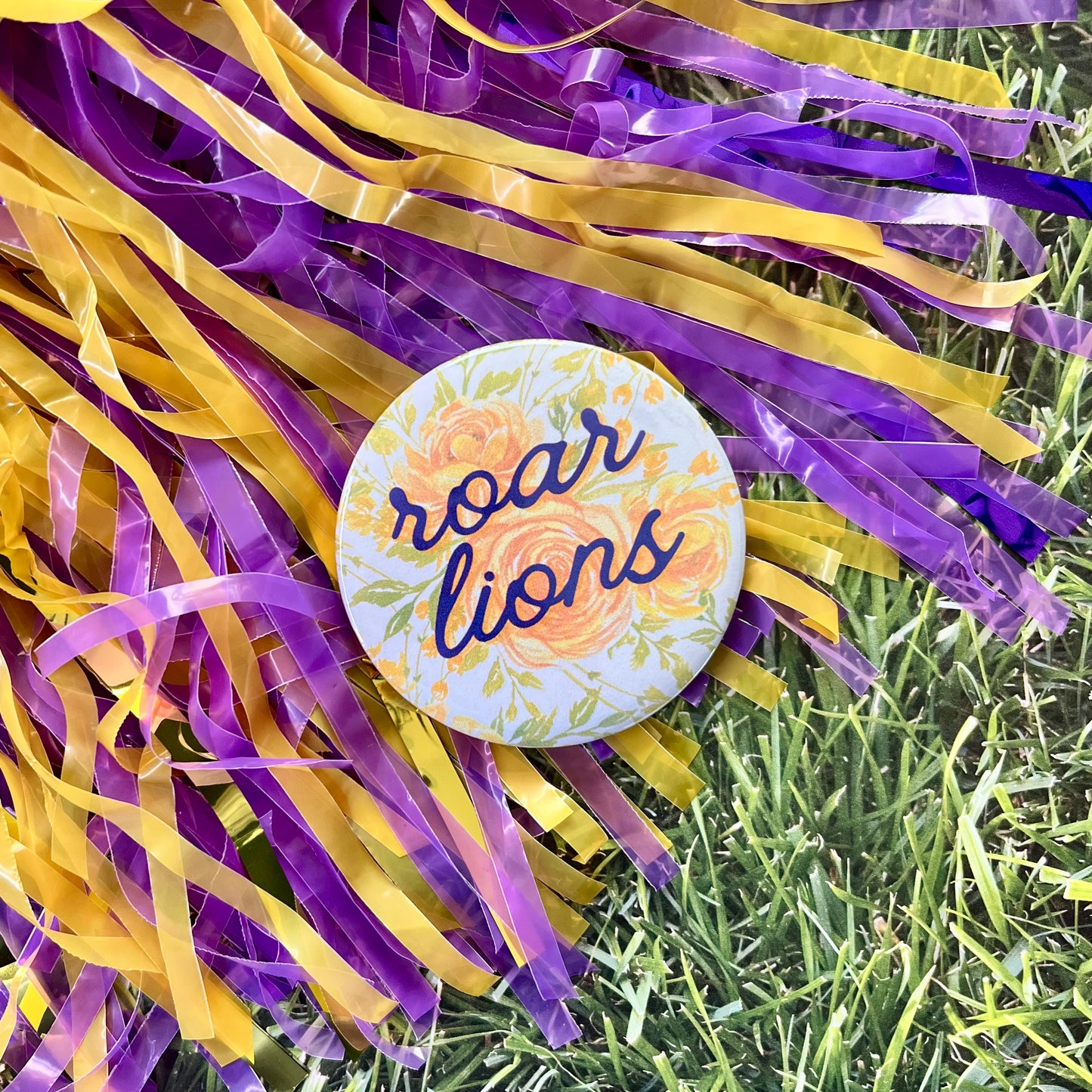 Floral Roar Lions Button