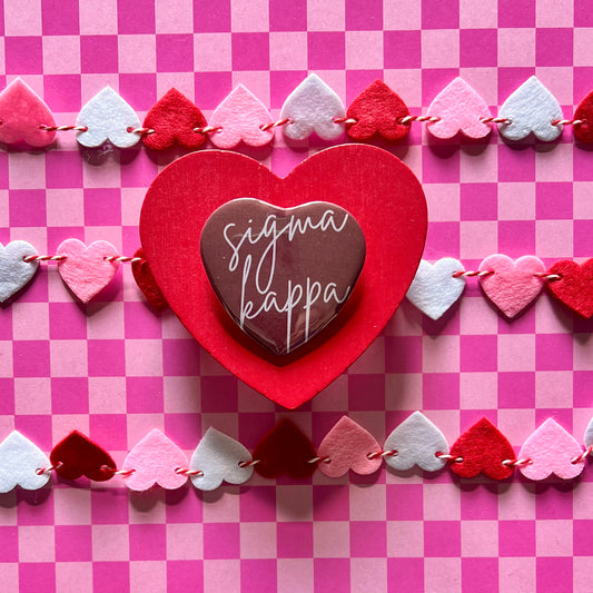 Sigma Kappa Script Heart Button