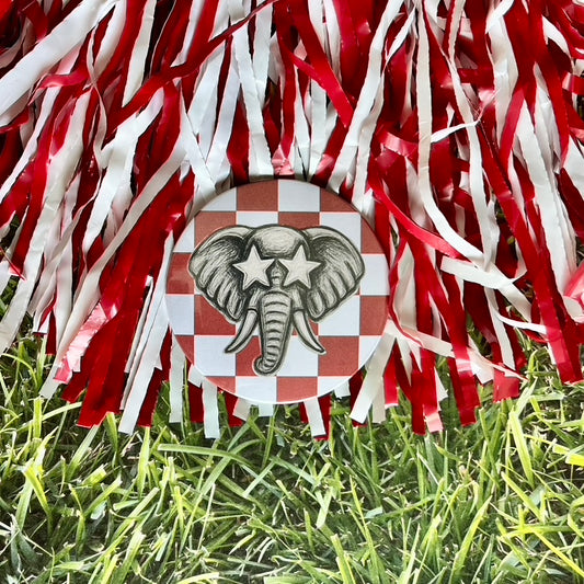 Preppy Elephant Checker Button