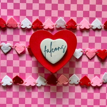 Florence Falcons Script Heart Button
