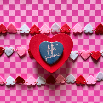 Delta Gamma Script Heart Button