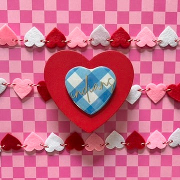 Cherokee Indians Gingham Heart Button