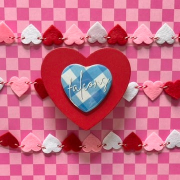 Florence Falcons Gingham Heart Button