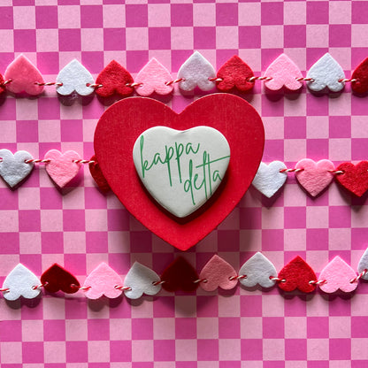 Kappa Delta Script Heart Button