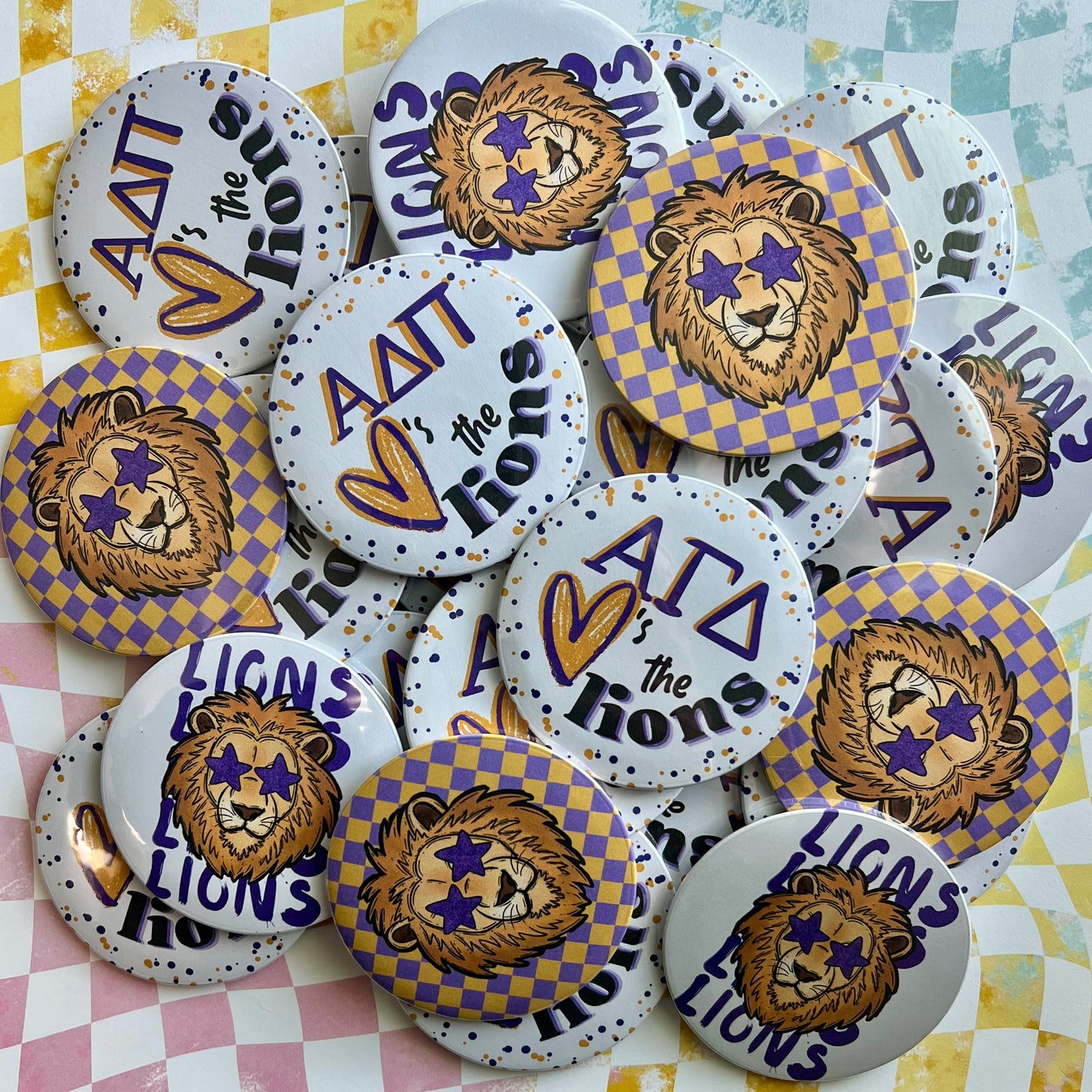 Sorority Heart's the Lions Button