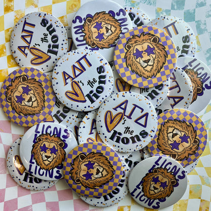 Sorority Heart's the Lions Button
