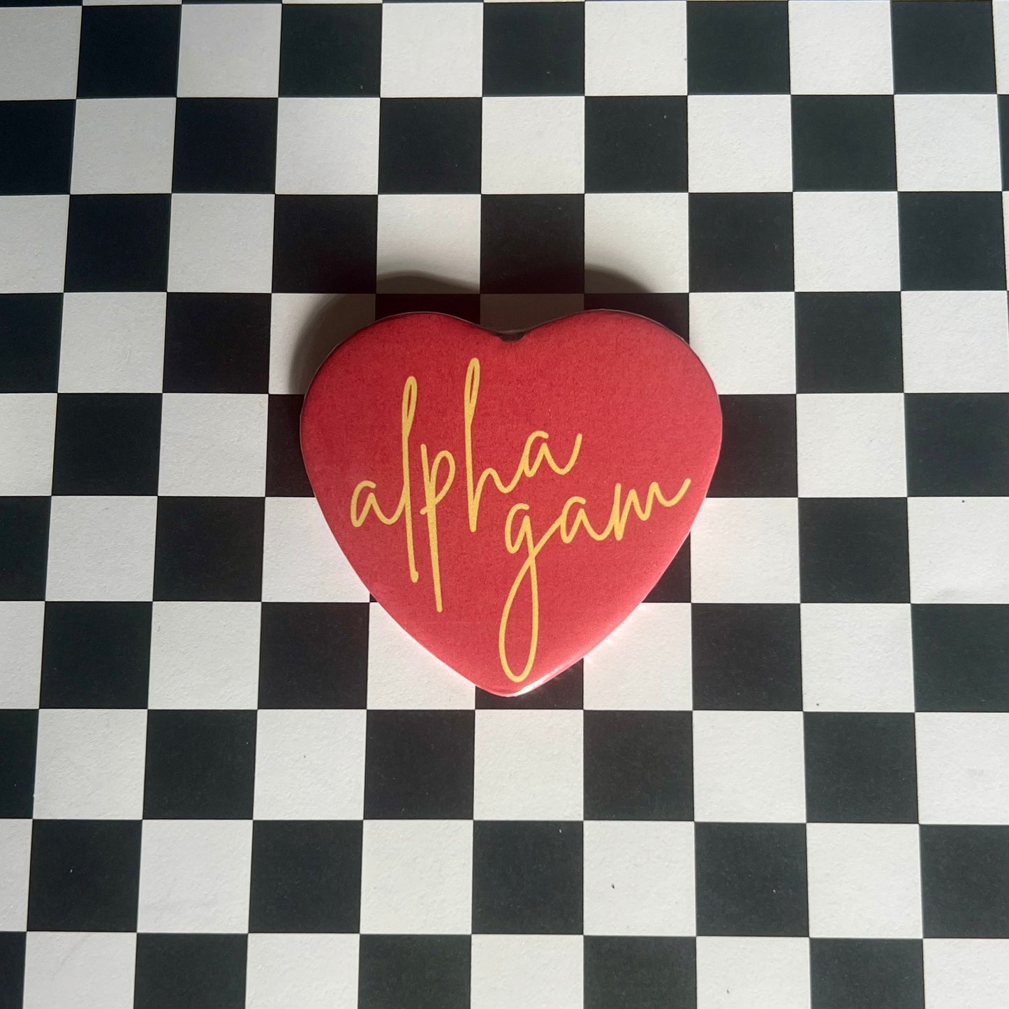 Alpha Gamma Delta (AGD) Script Heart Button