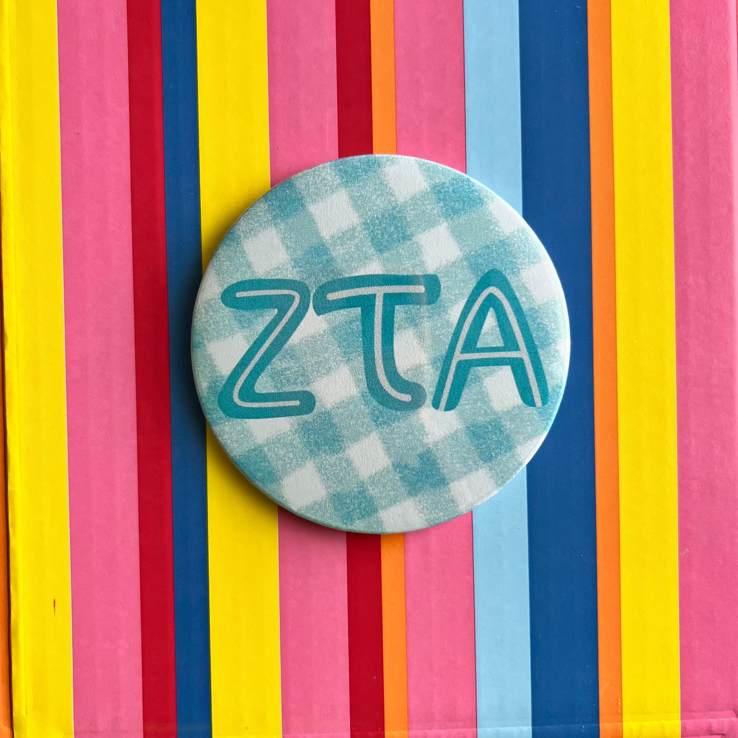 Zeta Tau Alpha (ZTA) Gingham Button