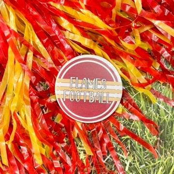 Flames Retro Stripe Button