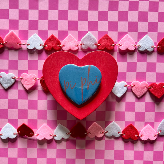 Pi Phi Script Heart Button