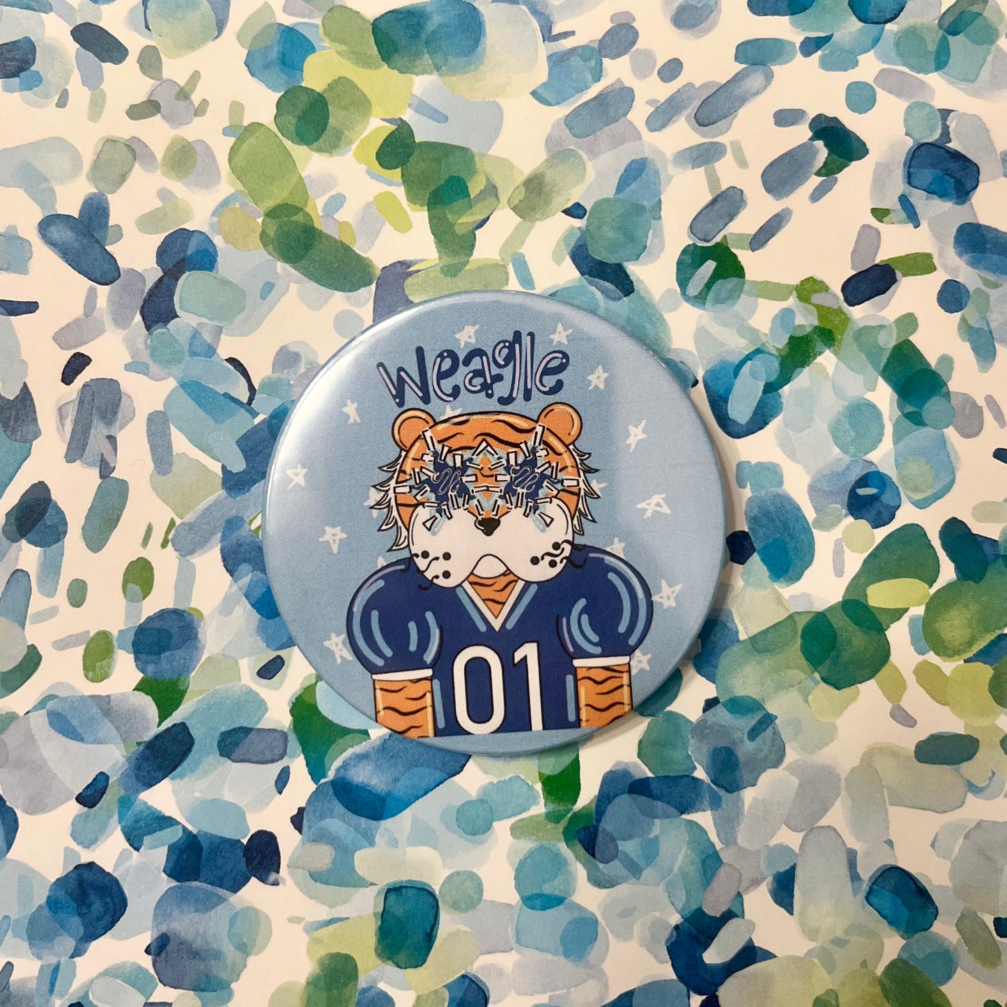 Drawn Auburn Tiger Button