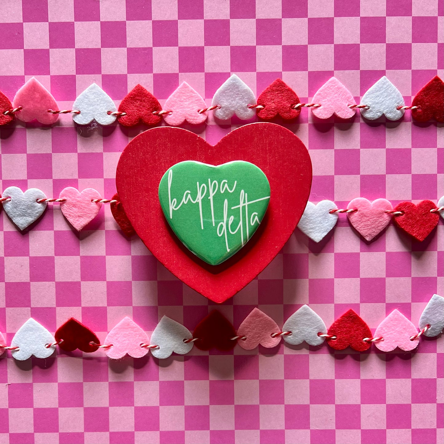 Kappa Delta Script Heart Button