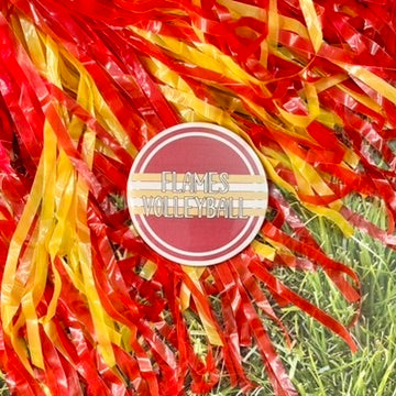 Flames Retro Stripe Button
