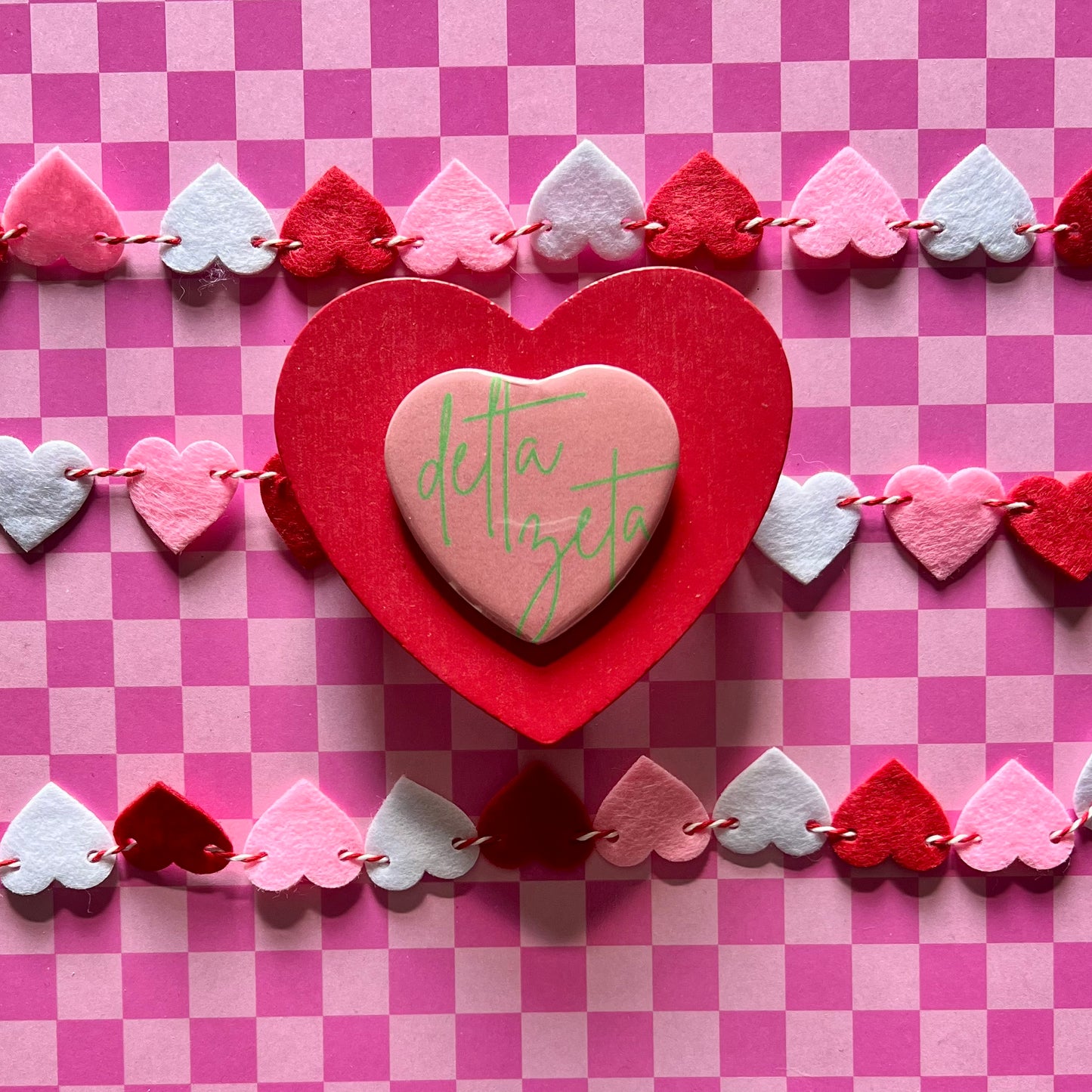 Delta Zeta Script Heart Button