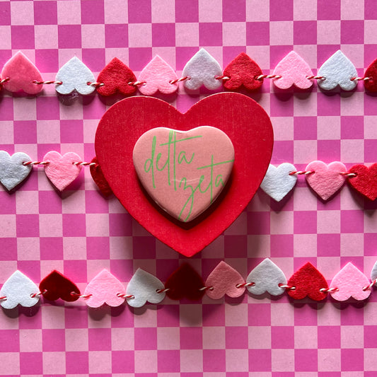 Delta Zeta Script Heart Button