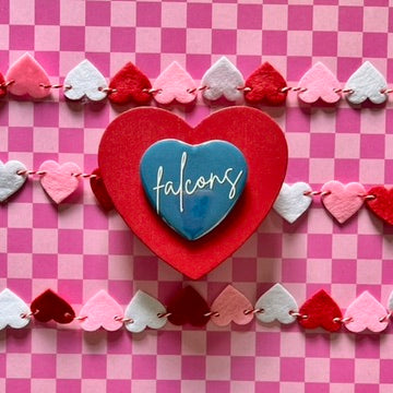 Florence Falcons Script Heart Button