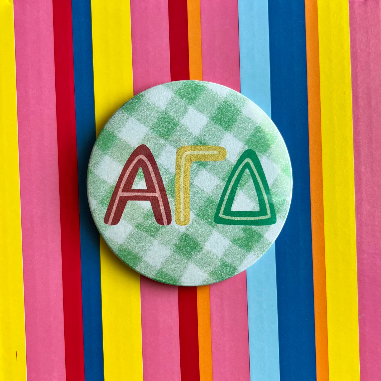 Alpha Gamma Delta (AGD) Gingham Button
