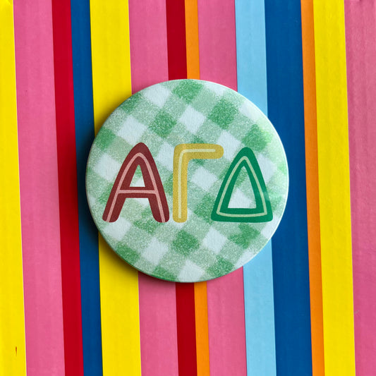 Alpha Gamma Delta (AGD) Gingham Button