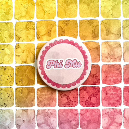 Phi Mu Lace Button