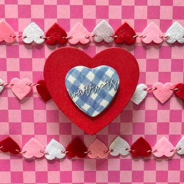 Wilson Warriors Gingham Heart Button