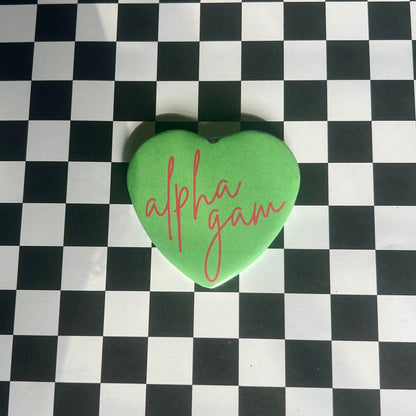 Alpha Gamma Delta (AGD) Script Heart Button