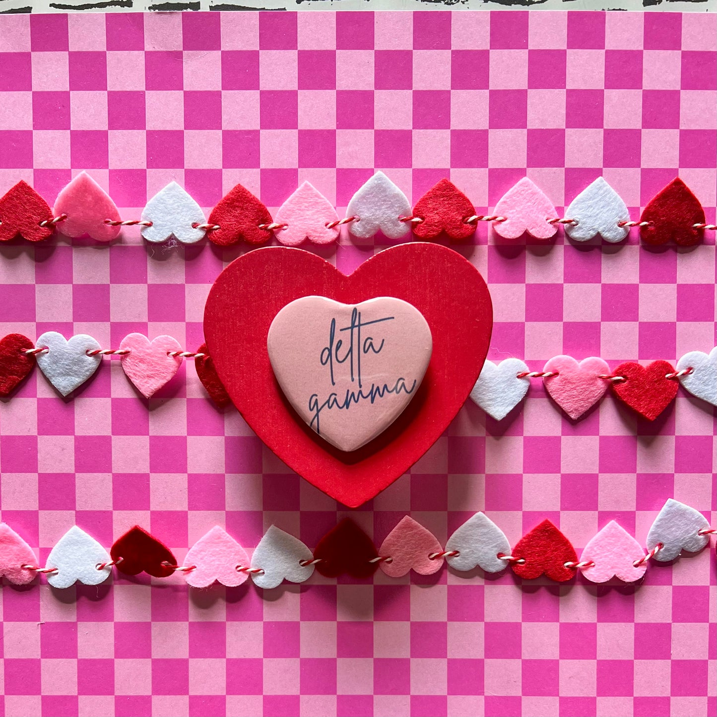 Delta Gamma Script Heart Button