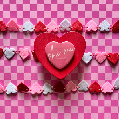 Phi Mu Script Heart Button