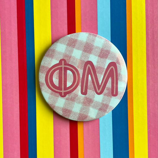 Phi Mu Gingham Button