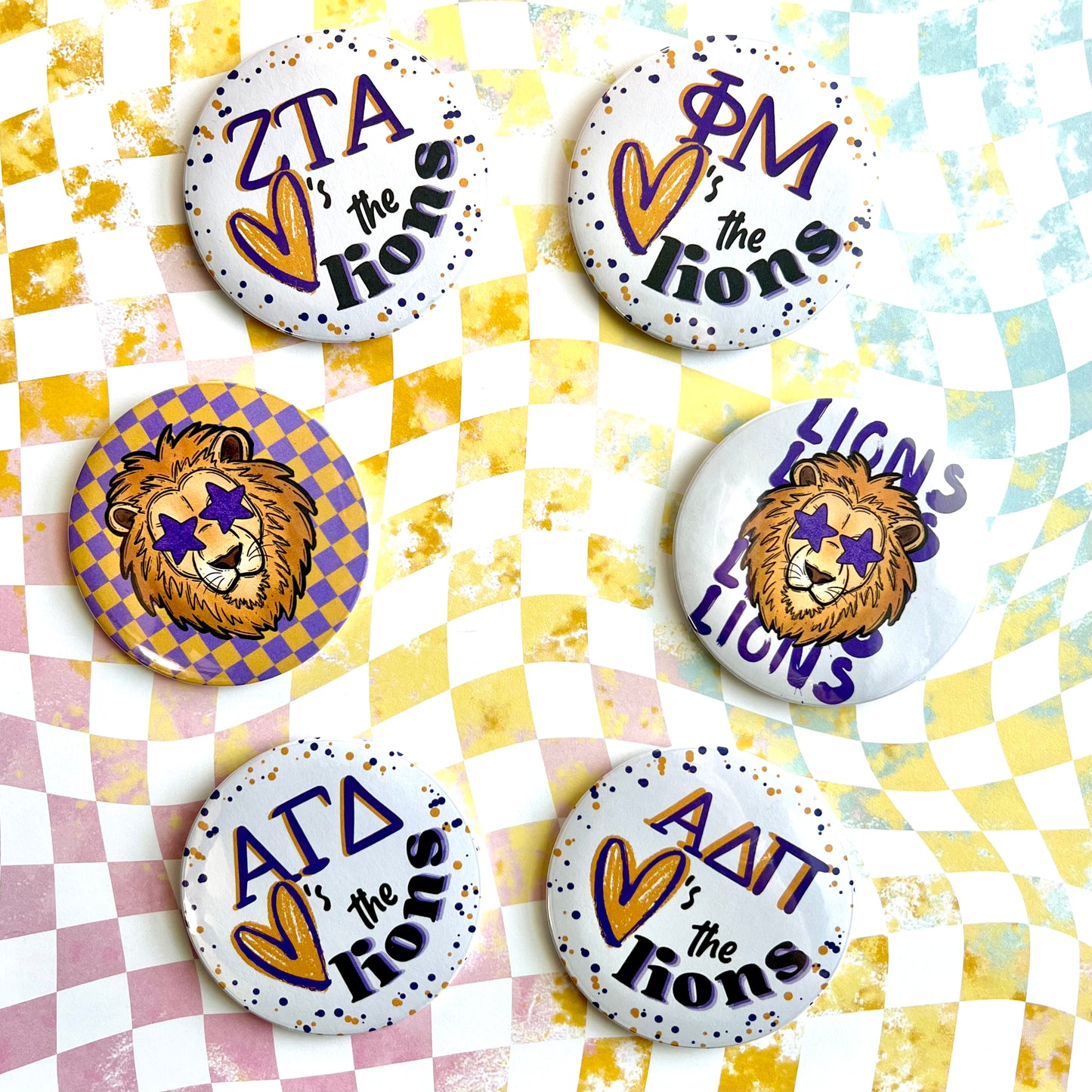 Sorority Heart's the Lions Button