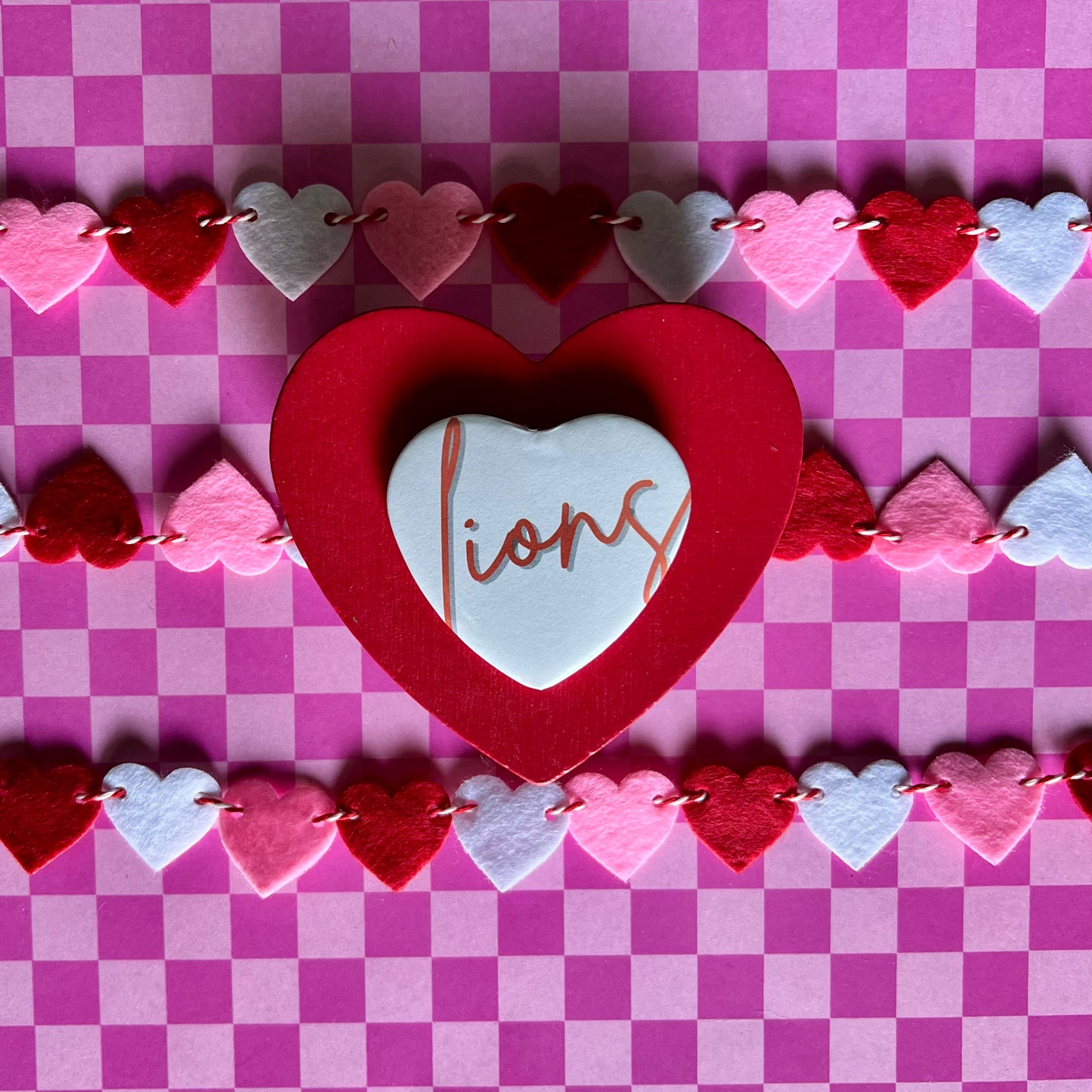 Brooks Lions Script Heart Button
