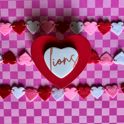 Brooks Lions Script Heart Button