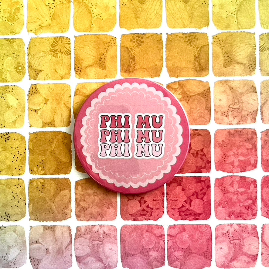 Phi Mu Multi Ruffle Button