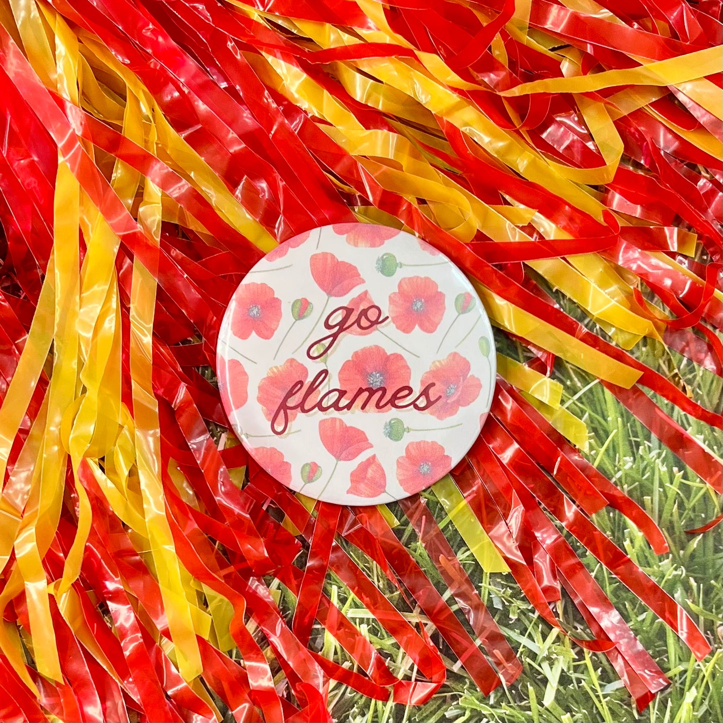 Floral Go Flames Button