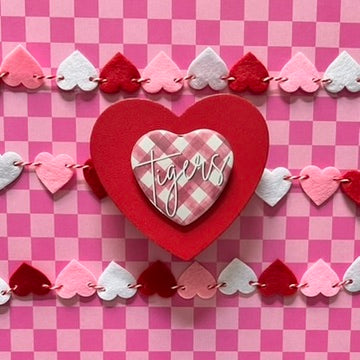 Deshler Tigers Gingham Heart Button