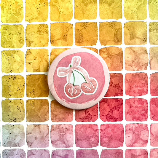 Phi Mu Vintage Cherry Button