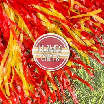 Flames Retro Stripe Button