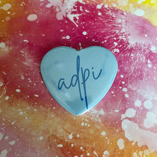Alpha Delta Pi (ADPi) Script Heart Button