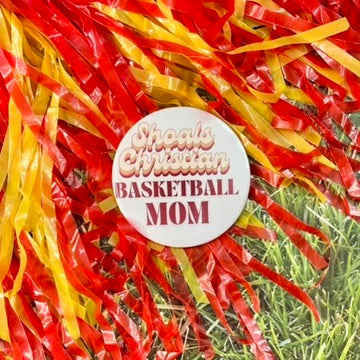 Shoals Christian Retro Basketball Parent Button