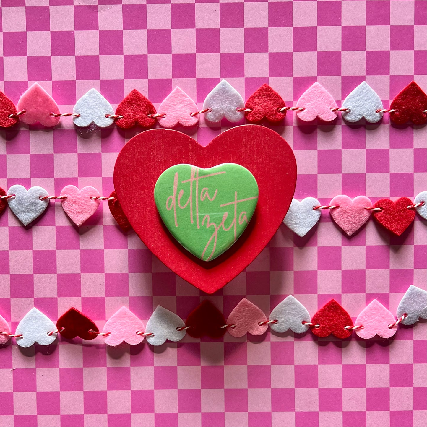 Delta Zeta Script Heart Button