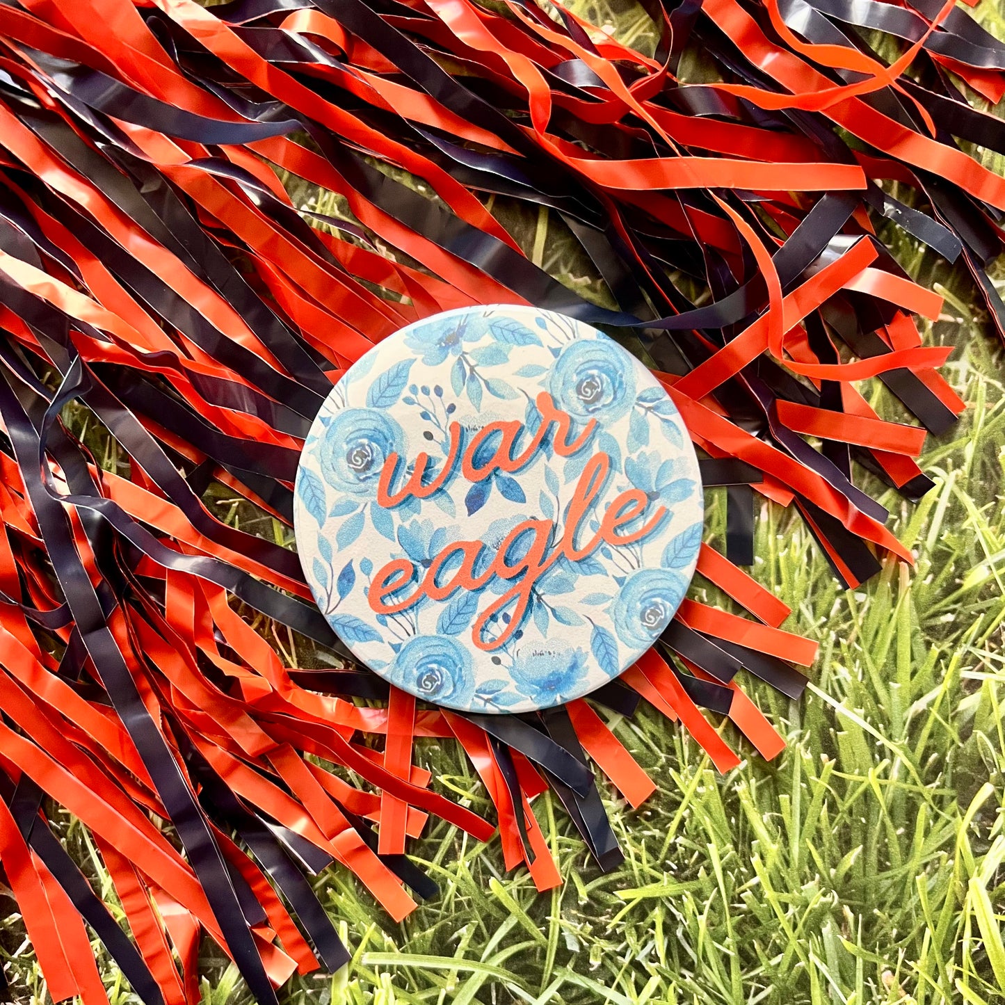 Floral War Eagle Button