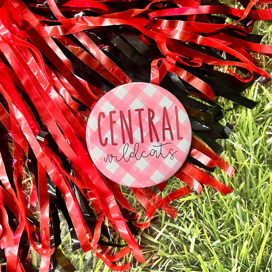 Central Wildcats Gingham Button