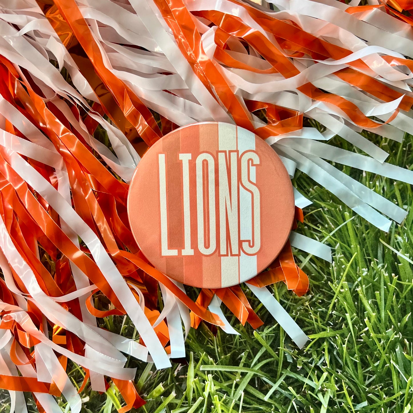 Lions Retro Stripe Button